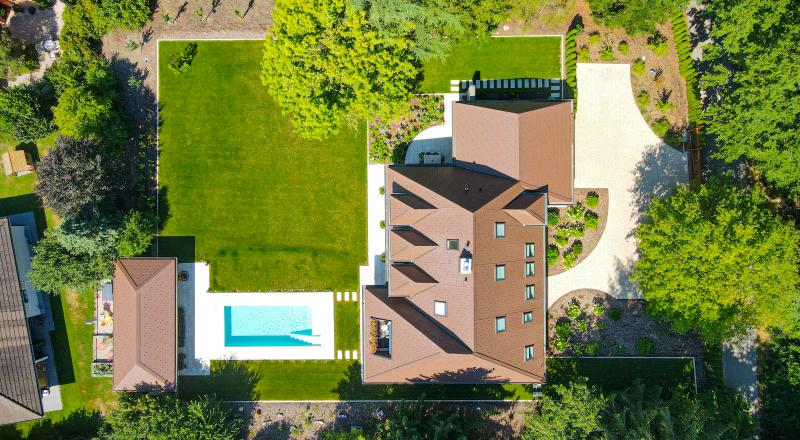 vue drone d'un jardin